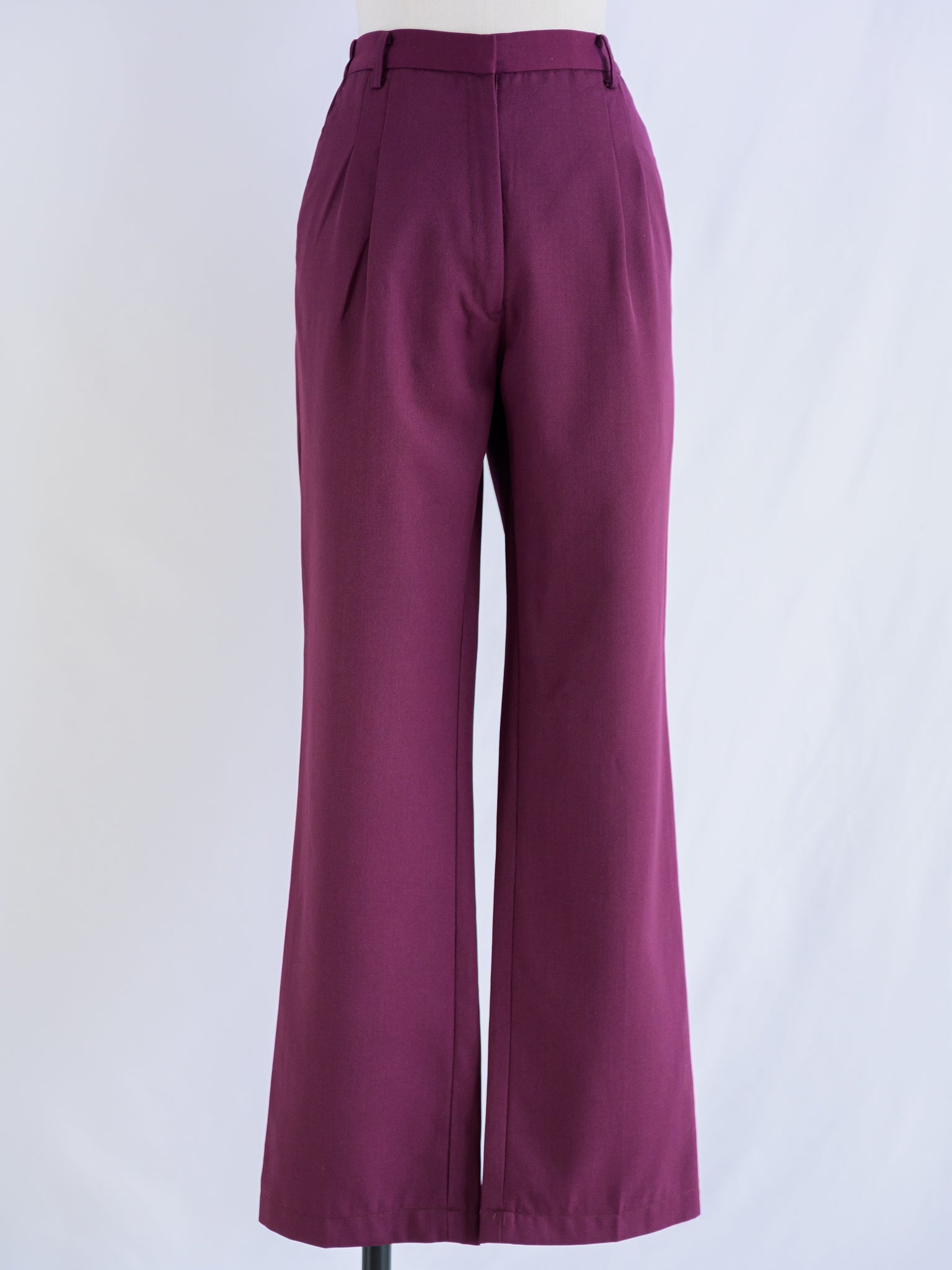Vintage Red Polyester Mid-rise Wide Legged Trouser