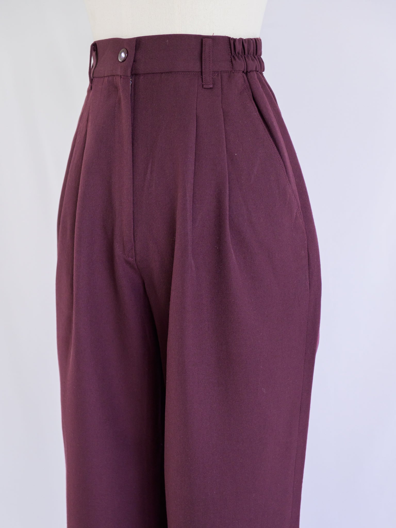 Vintage Maroon Polyester Wide Legged Trouser