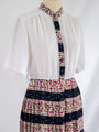 Vintage Black and White Stripe Skirt Chiffon Midi Dress