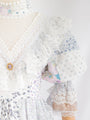 Re-design Upcycled V-neck Patch Pattern White Maxi Dress