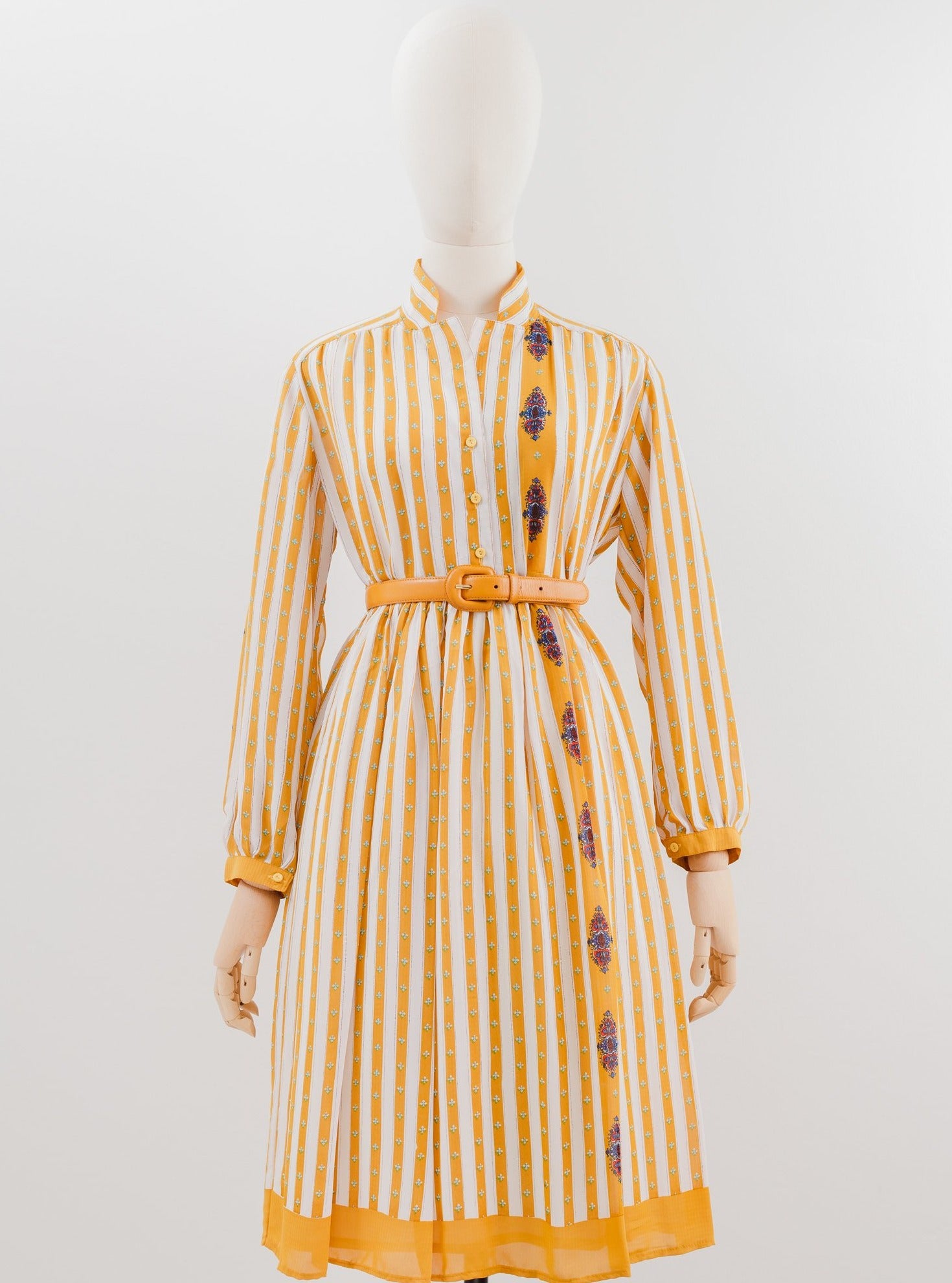 White and yellow outlet striped dress