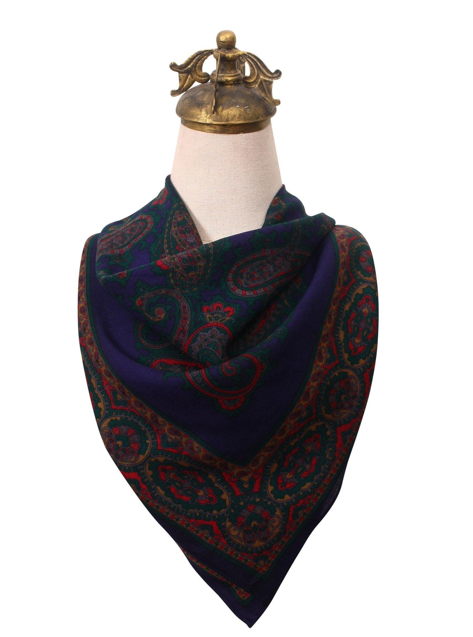 Women's baroque print wool and cotton blend scarf