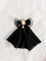 Vintage Black Bow With Pearl Charm Brooch