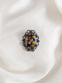 Vintage Colorful Hand-Painted Floral Brooch