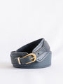 Vintage Navy Blue Leather Overlapping Strap Design Belt
