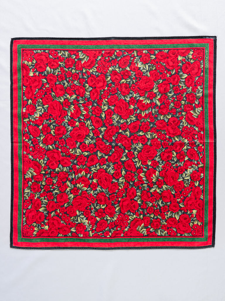 Vintage Overall Red Rose Print Cotton Scarf