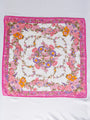 Vintage Floral Print Pink Border Cotton Handkerchief