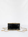 Vintage Black Hand Beaded Single Gold Clasp Handbag