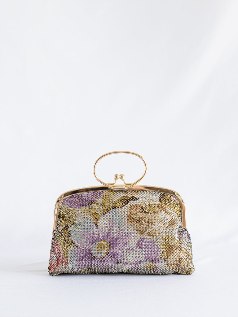 Vintage Colorful Floral Single Metal Clasp Handbag
