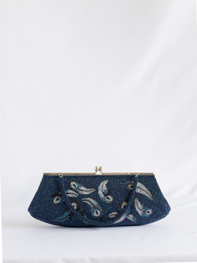 Navy discount beaded bag