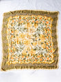 Vintage Orange Floral Yellow Silk Scarf