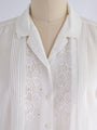 Vintage Half Sleeved Pintex Detailed Polyester White Blouse