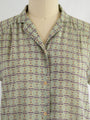 Vintage Diamond Shape Tribal Print Green Chiffon Blouse