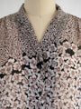 Vintage Brown Floral Print Half Sleeved Chiffon Blouse