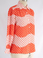 Vintage Orange and White Stripe Chiffon Blouse