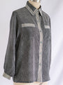 Vintage Grey Knit Print Chiffon Blouse