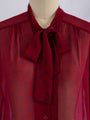 Vintage Maroon Tie Collared Neck Chiffon Blouse