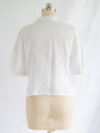 Vintage Floral Embroidery Pristine White Scallop Flap Collar Blouse