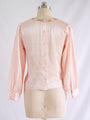 Vintage Full Sleeve Floral Embroidery Peach Satin Blouse
