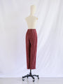 Vintage Red Plaid Pattern High Waist Zipper Trouser