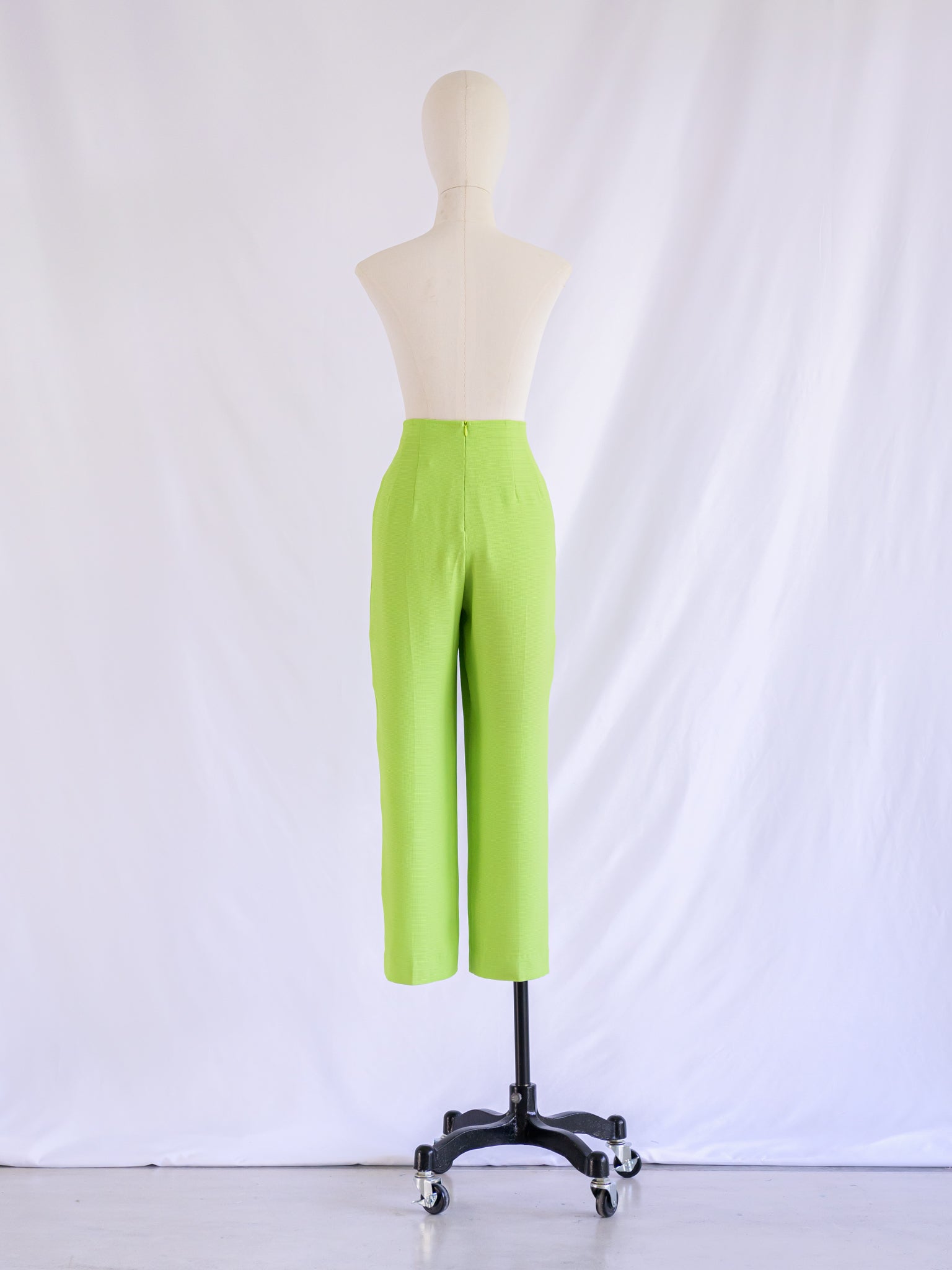 Vintage Green Chiffon Back Zipper Trouser