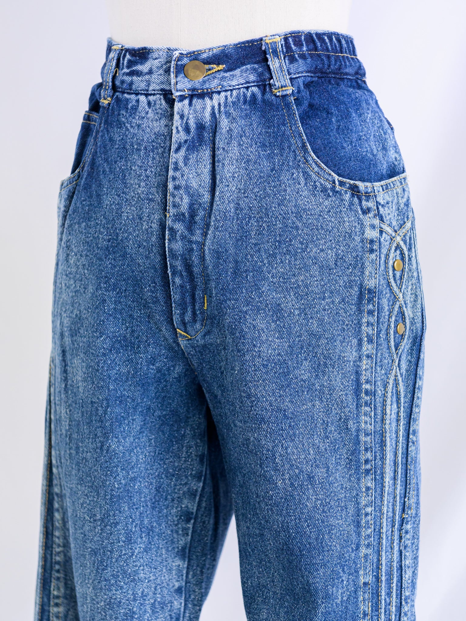 Vintage Faded Blue Side Stitch Denim Jeans