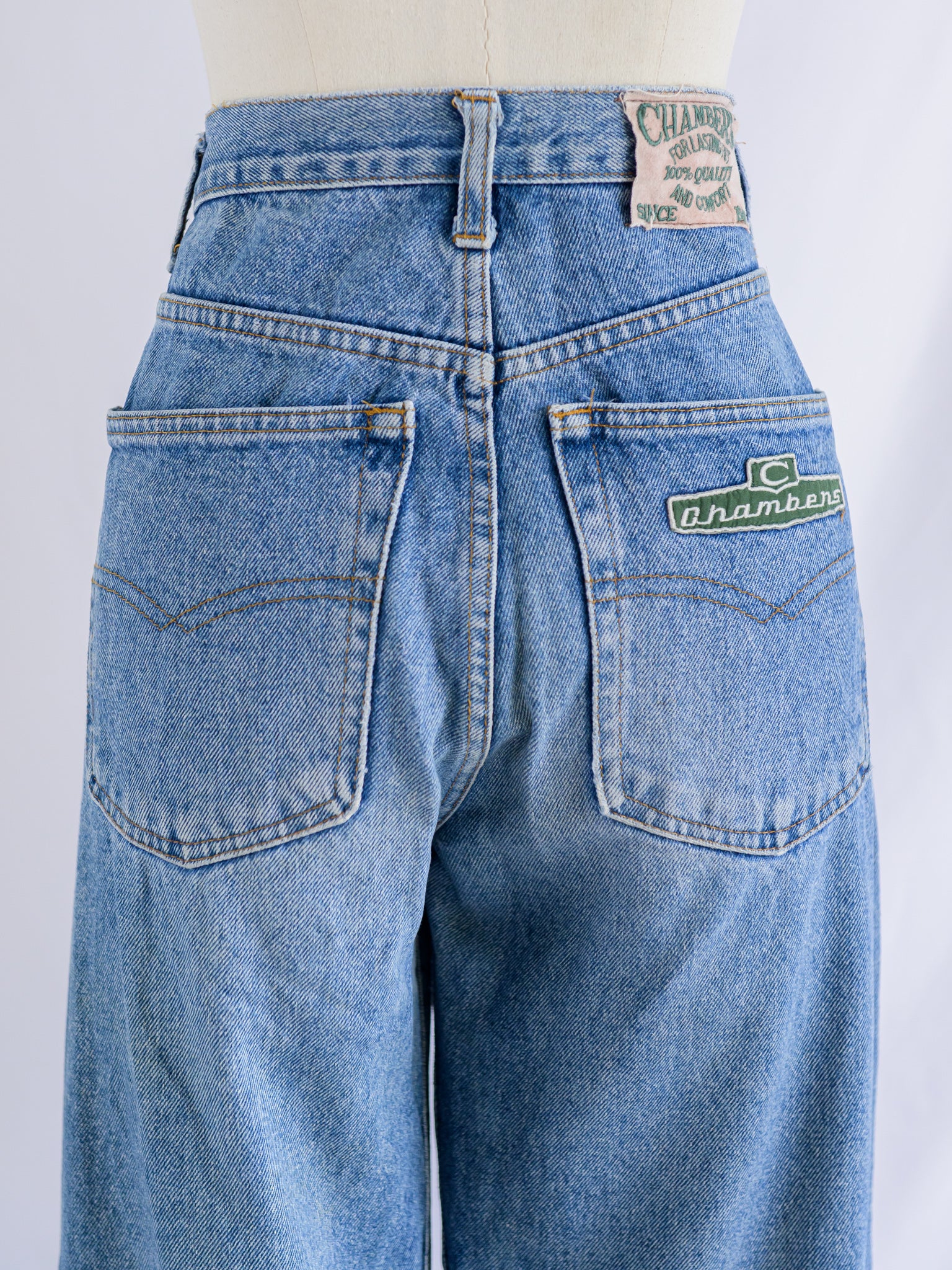 Vintage Faded Wash Blue Mid-Rise Denim Jeans