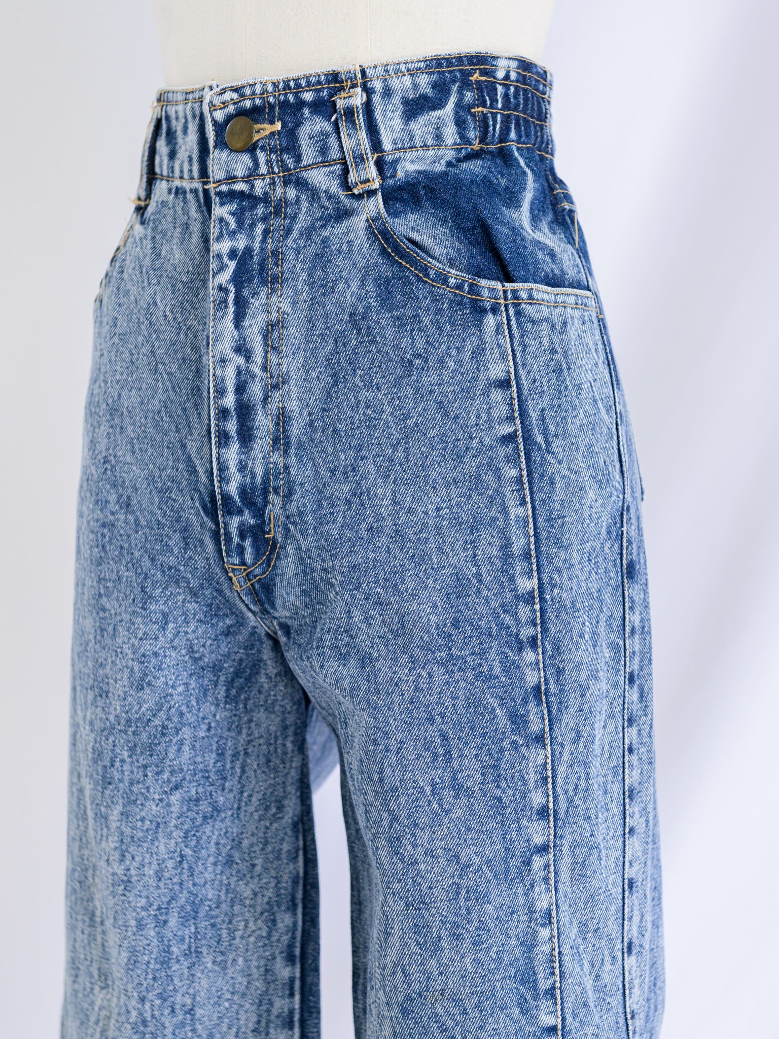 Vintage Slim Fit Blue Wide Waist 4-Pocket Denim Jeans