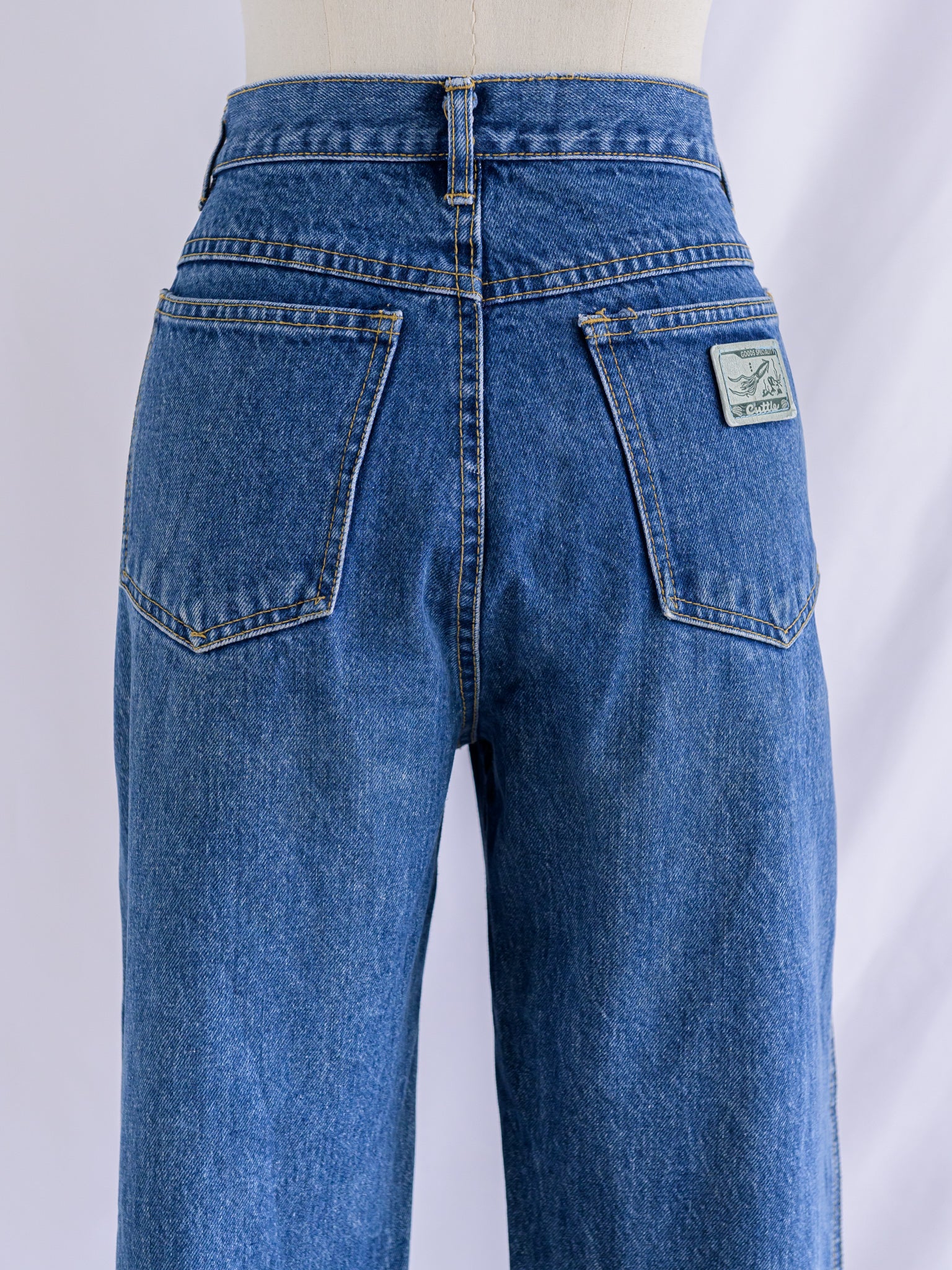 Vintage Blue 5 pocket Mid Rise Waist Denim Jeans