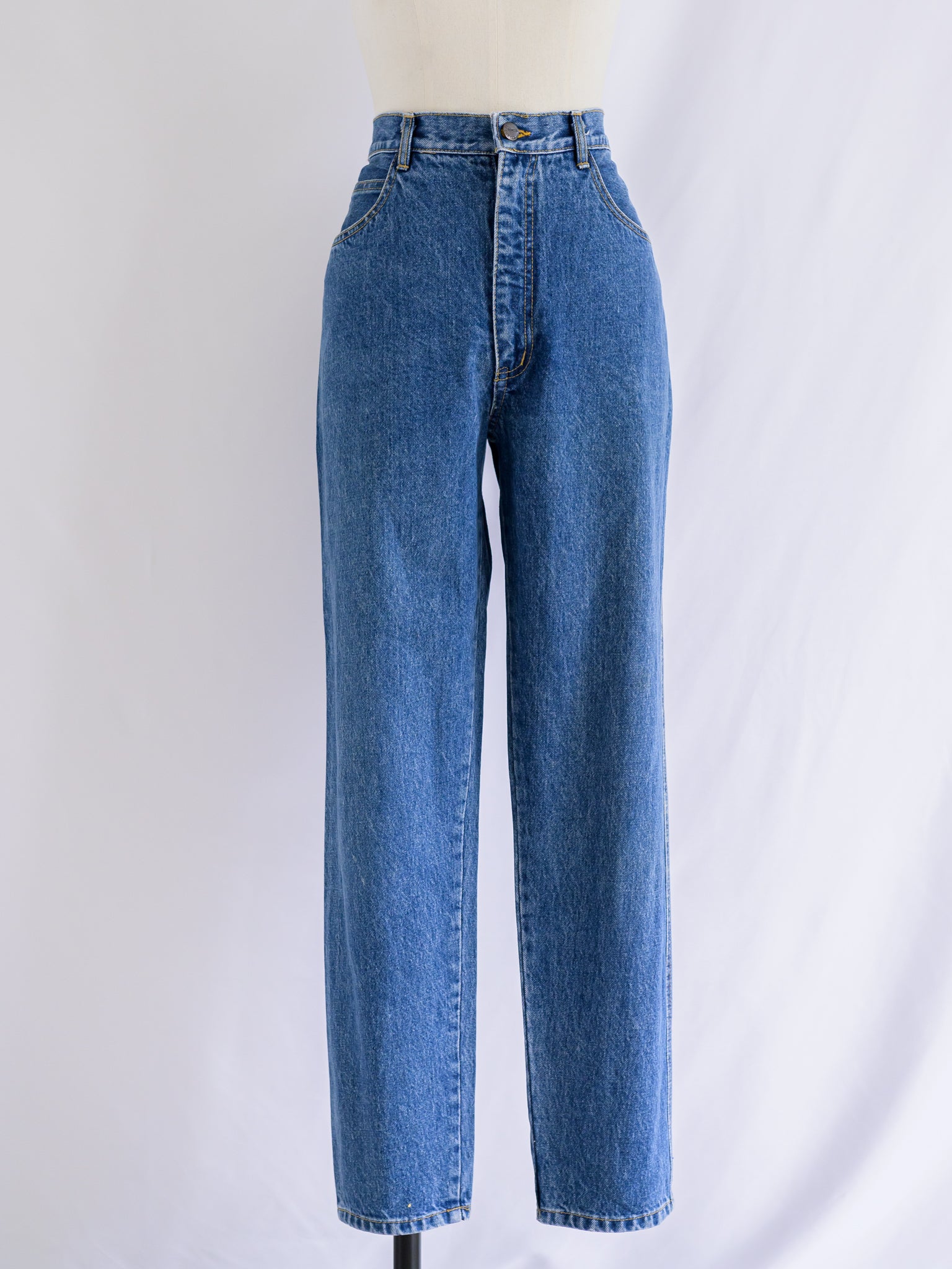Vintage Blue 5 pocket Mid Rise Waist Denim Jeans