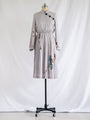 Vintage Chiffon Chinese Collared Full Cuff Sleeved Grey Midi Dress