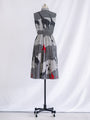 Vintage Chiffon Sleeveless Collared Black and White Midi Dress