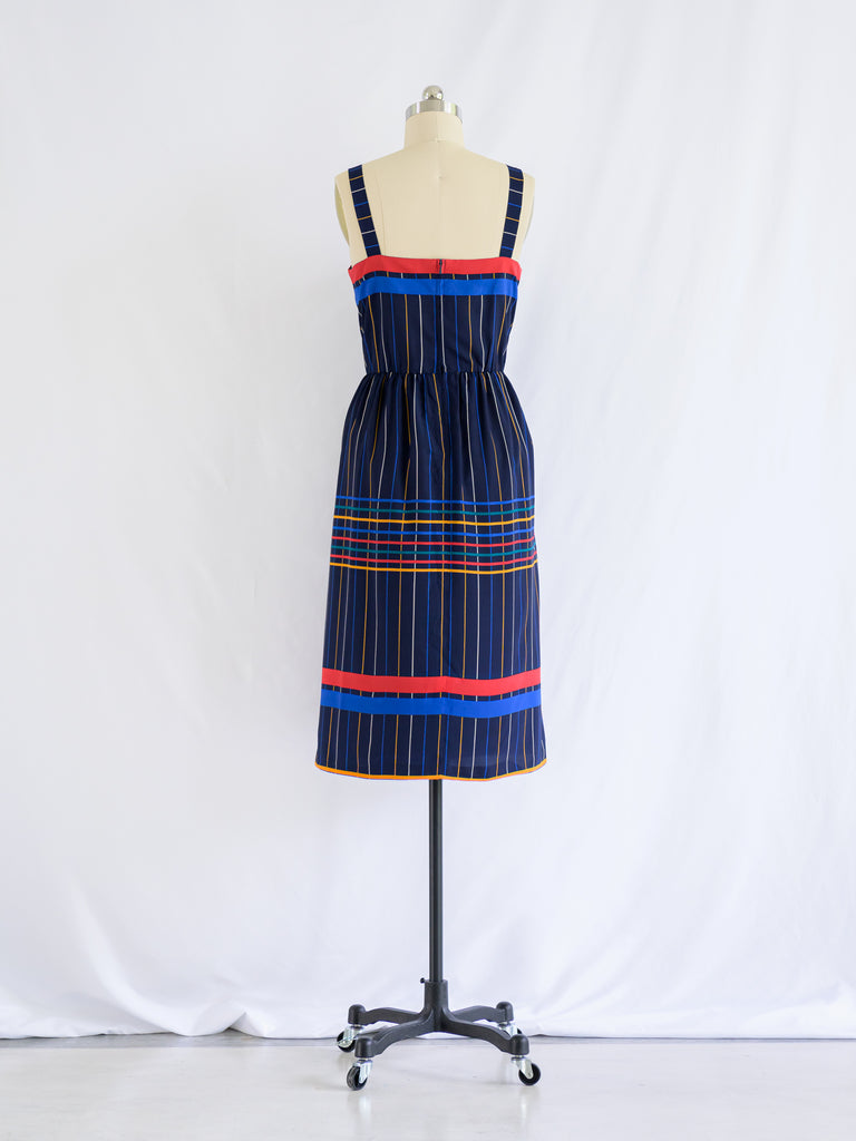 Sugar Cream Vintage Black Chiffon Spaghetti Strap Midi Dress