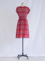 Vintage Soft Pink Tribal Pleated Skirt Midi Dress