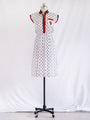 Vintage Cotton Anchor Print Red Collared White Midi Dress