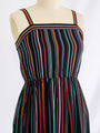 Vintage Chiffon Wide Strap Colorful Stripe Midi Dress