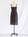 Vintage Chiffon Wide Strap Colorful Stripe Midi Dress