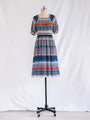 Vintage Chiffon Multicolored Half Sleeved Midi Dress