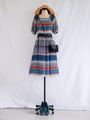 Vintage Chiffon Multicolored Half Sleeved Midi Dress