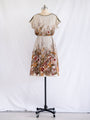 Vintage Aesthetic Floral Print Beige Polyester Midi Dress