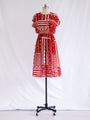 Vintage Polyester Zigzag Print Round Neck Midi Dress