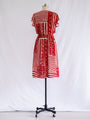 Vintage Polyester Zigzag Print Round Neck Midi Dress