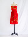 Vintage Abstract Cheetah Print Red Chiffon Midi Dress