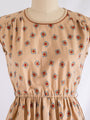 Vintage Peach Uniform Floral Print Short Sleeved Midi Dress