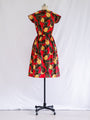 Vintage Red Collared Neck Cap Sleeve Midi Dress
