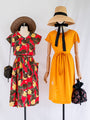 Vintage Red Collared Neck Cap Sleeve Midi Dress