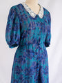 Vintage Flap Collar Cuff Sleeved Floral Midi Dress