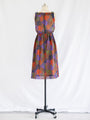 Vintage Polyester Square Neck Brown Midi Dress