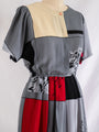 Vintage Red and Black Dessert Print Polyester Midi Dress