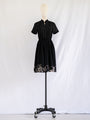 Vintage Black Polyester Polka Dot Midi Dress